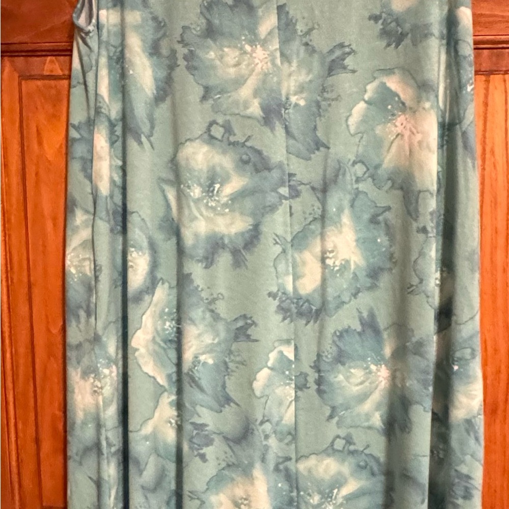 ZENANA 3X pre owned sleeveless teal floral maxi  dress. EUC Flowy summer dress - Picture 4 of 7